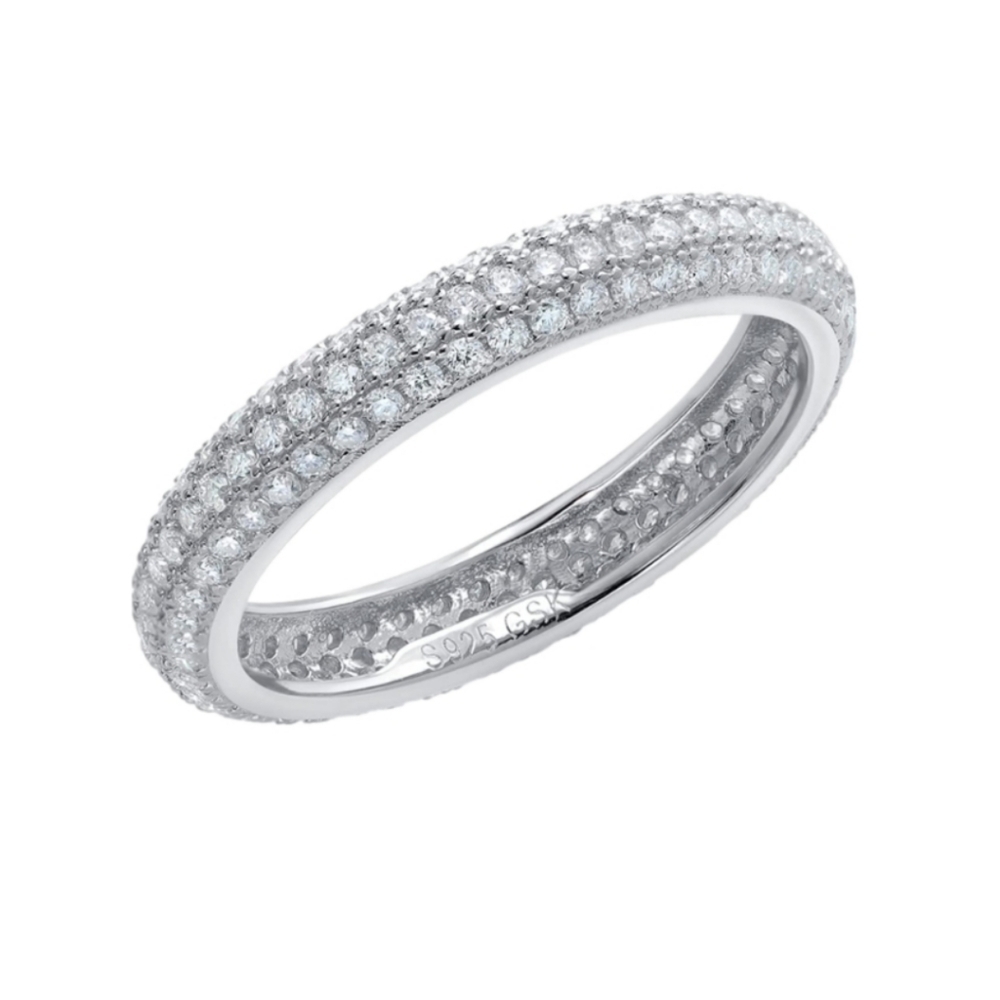 1.08CT Diamond Eternity Band Ring Pave Moissanite 925 Wedding Band Anniversary